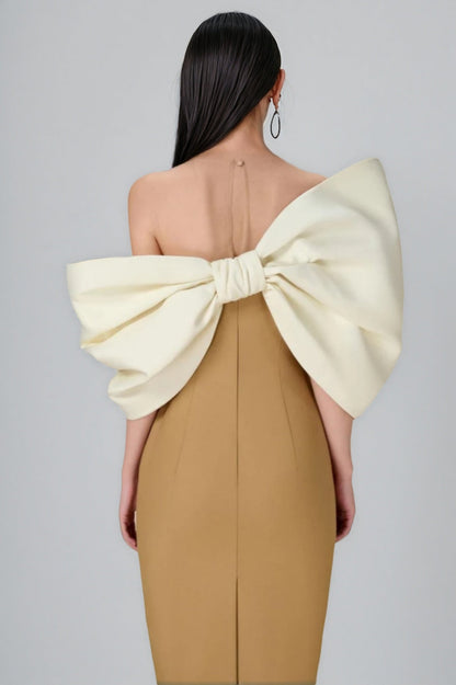 Belia Strapless 3d Bow Maxi Dress-yellow