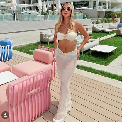 Bikini Set With Maxi Dress Cover Up Three Piece Swimsuit