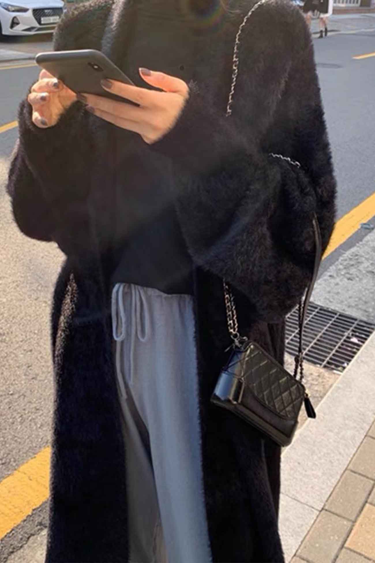 Color Fuzzy Long Cardigan