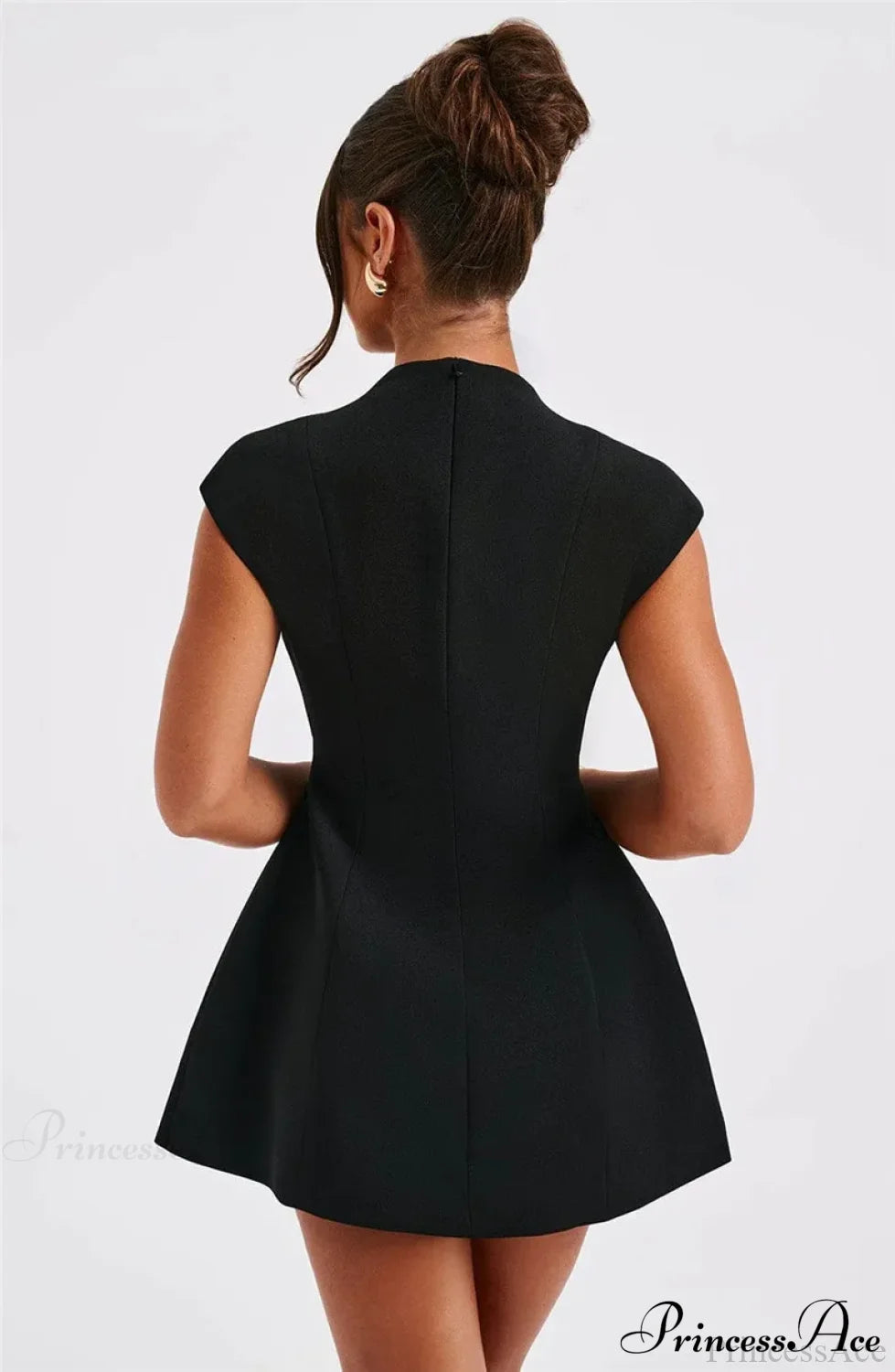 Black Deep Neck Mini Dress