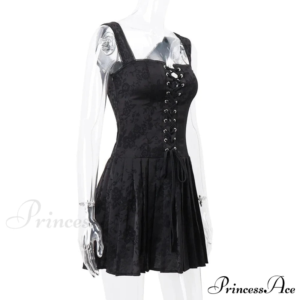 Black Front Stylish Lace-up Mini Dress