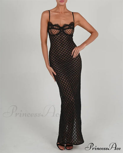 Black Lace Stylish Layered Maxi Dress