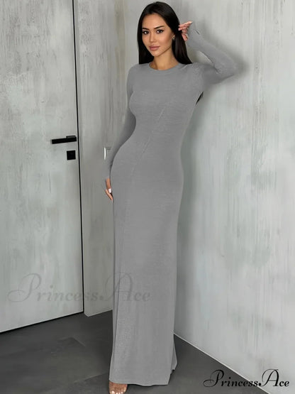 Black Maxi Dress With Long Sleeves and Sleek Silhouette