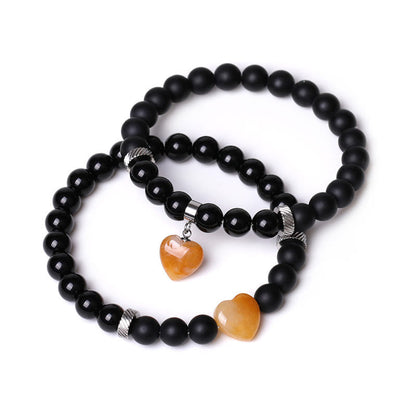 Black Onyx Love Heart Protection Bracelet 8mm Beads