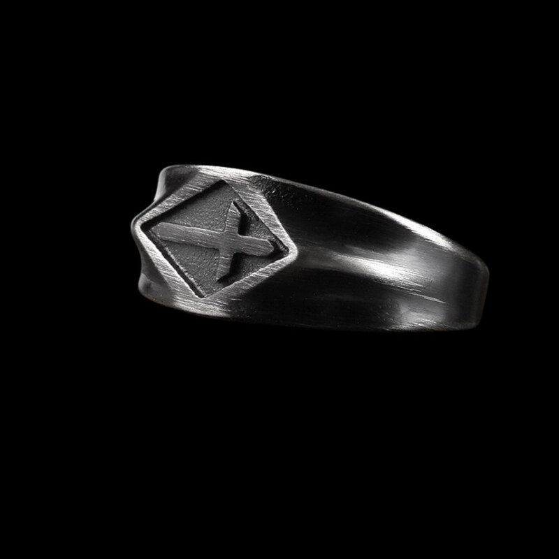 Black Sideway Cross Ring