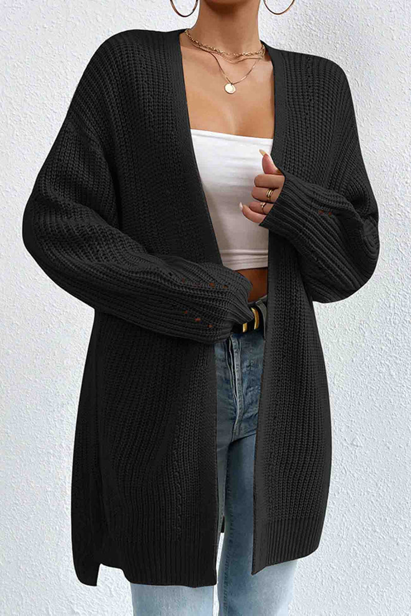 Open Front Mid-length Cardigan