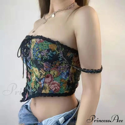 Blouse High Flowered Street Halter Top Design Designer for - Party Corset - Clubwear