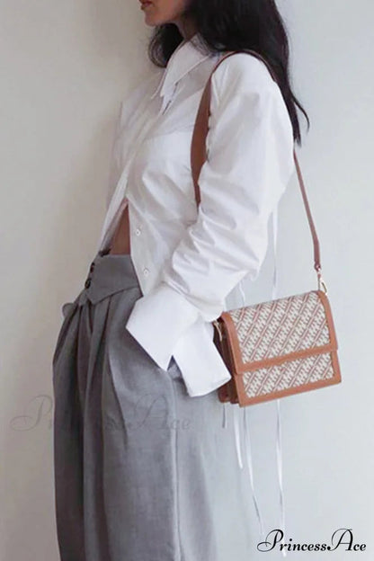 Blouse White Arm Shoulder Long Backless With Up Lace Pads