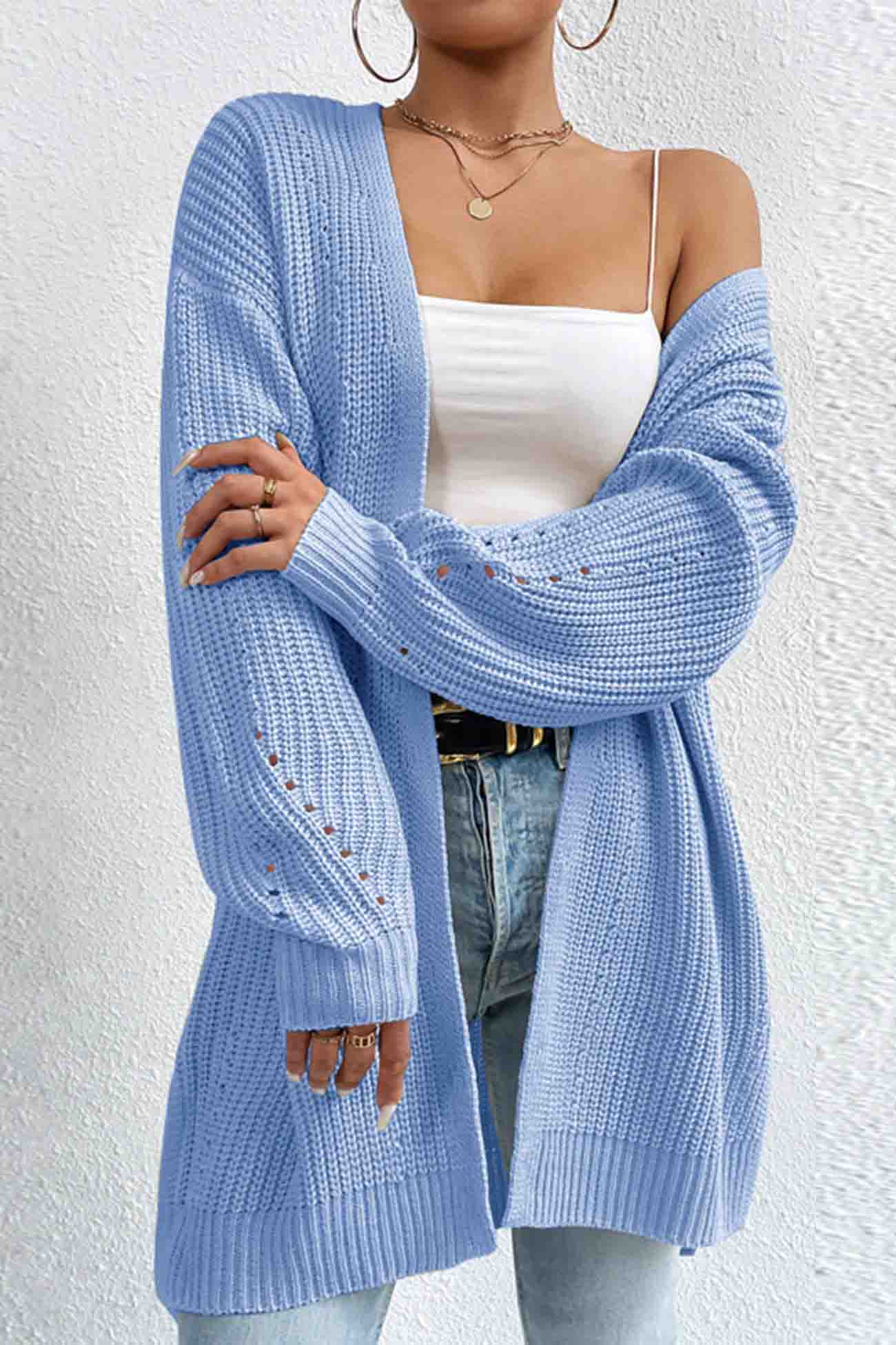 Open Front Mid-length Cardigan