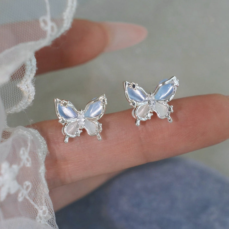 Blue Butterfly Stud Earrings