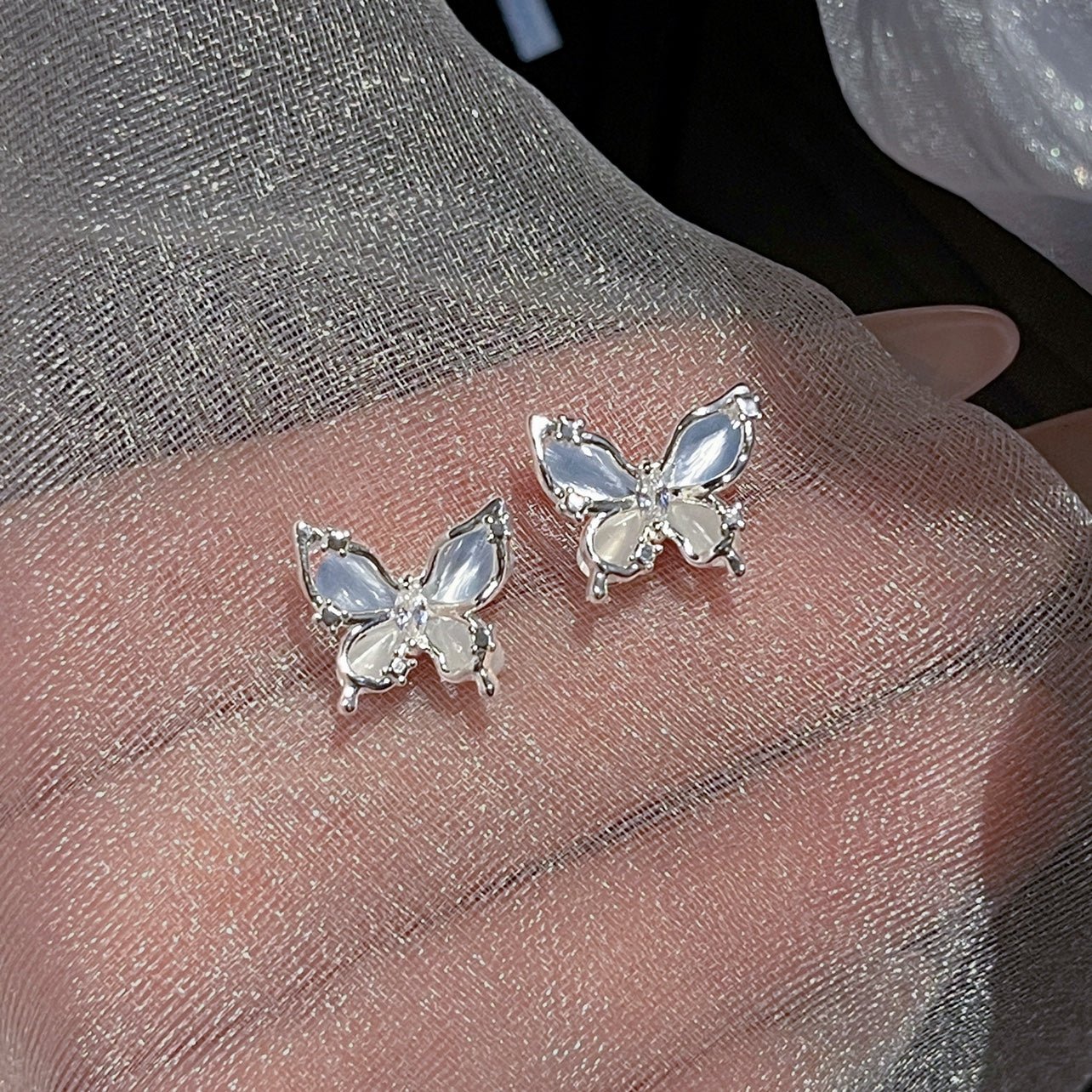 Blue Butterfly Stud Earrings