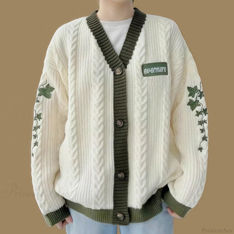 Blue Koi V-neck Embroidered Cardigan