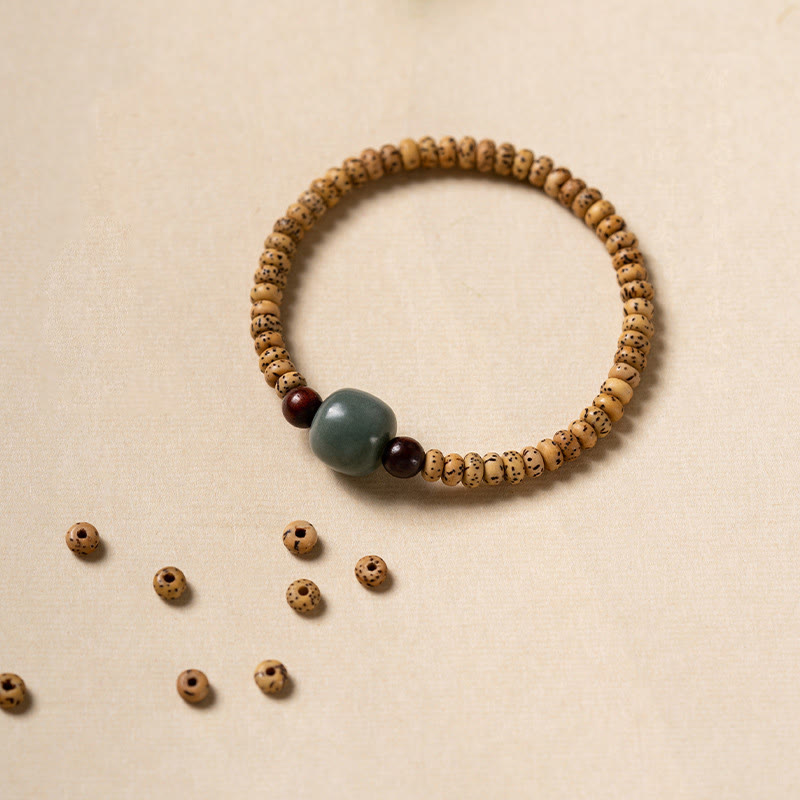 Bodhi Seed Small Leaf Red Sandalwood Wisdom Bracelet for Spiritual Protection