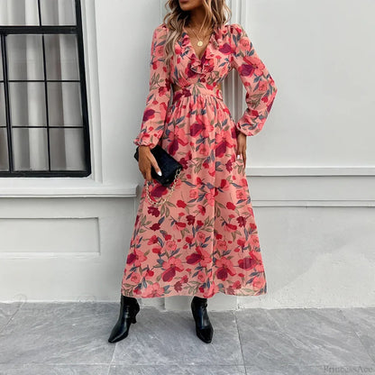 Beach Deep V Neck Maxi Dress