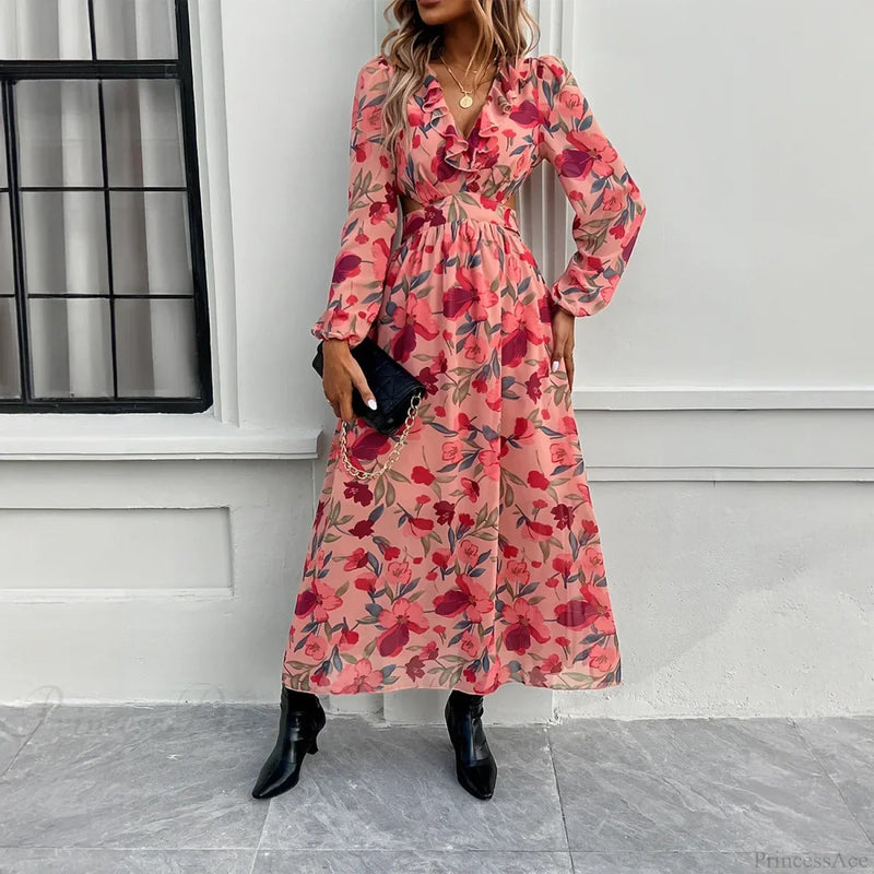 Beach Deep V Neck Maxi Dress