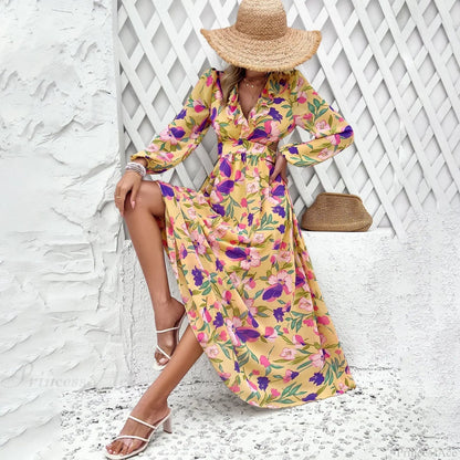 Beach Deep V Neck Maxi Dress