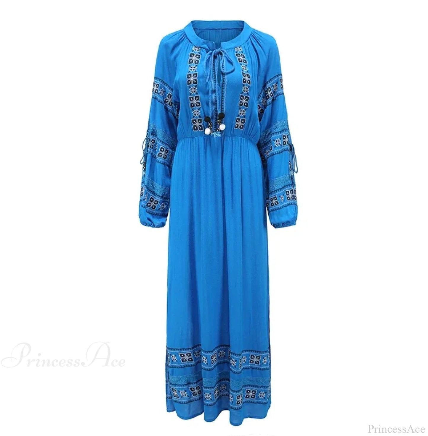 Blue/white Cotton Rayon Maxi Dress