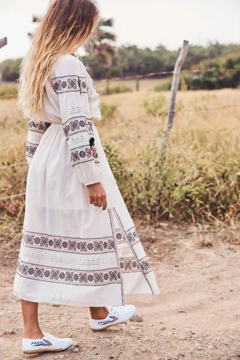 Blue/white Cotton Rayon Maxi Dress