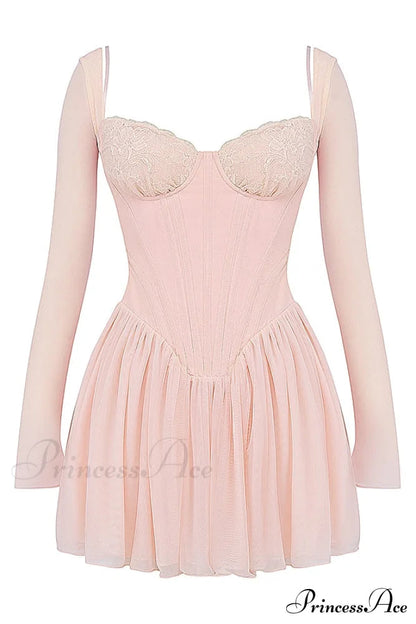 Bombshell Long Sleeve Bustier Graceful Corset Frill Mini Dress