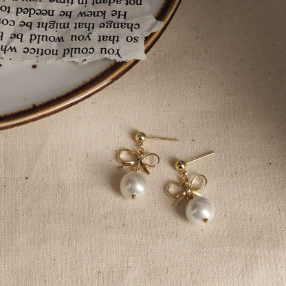 Bow and Pearl Earrings