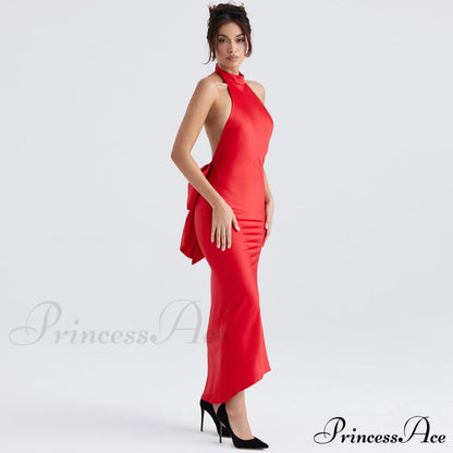 Bowknot Contrast Color Strapless Bodycon Classic Party Maxi Dress