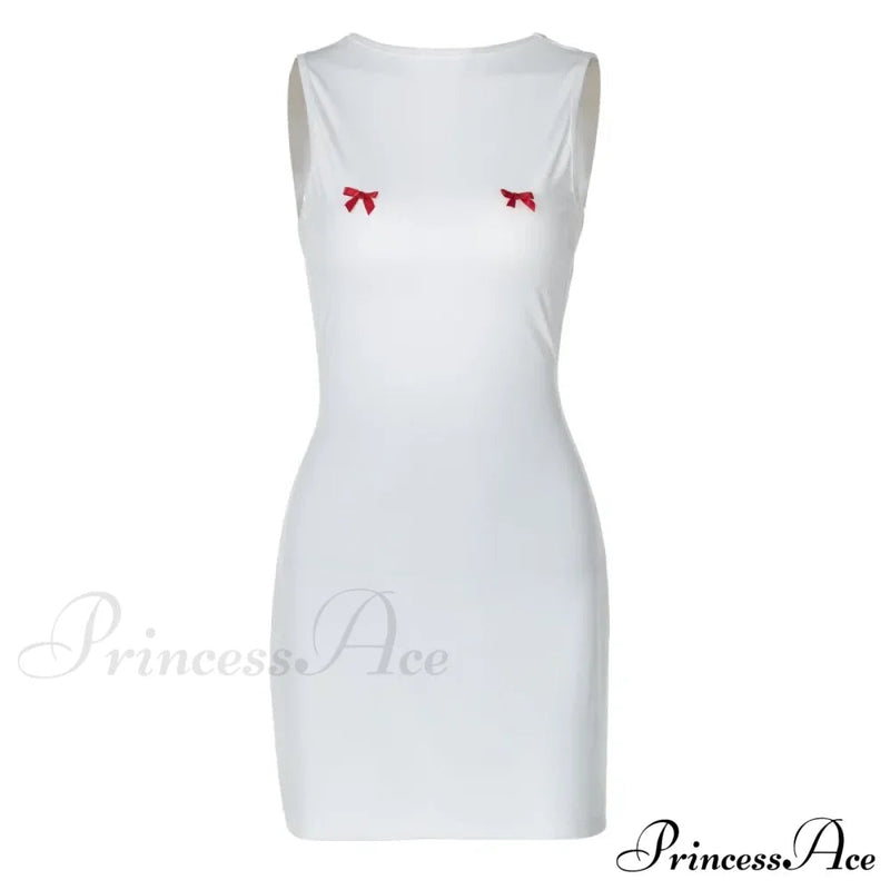 Bows Open Back Charming Sleeveless Mini Dress