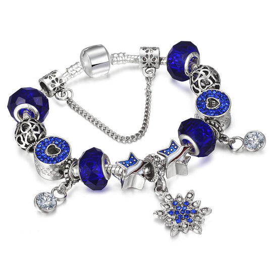 Blue Snowflake Charm Bracelet