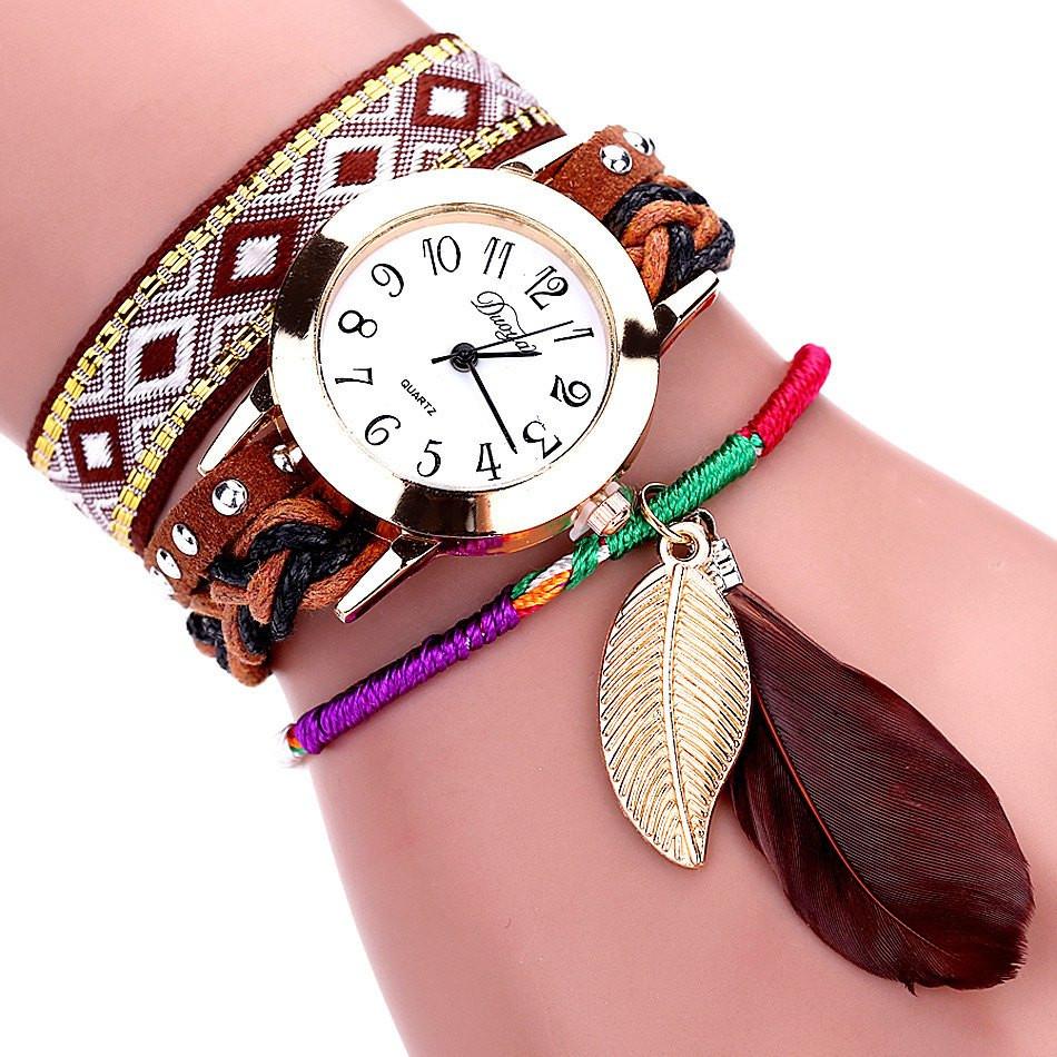 Feather Leaf Weave Watch Bracelet