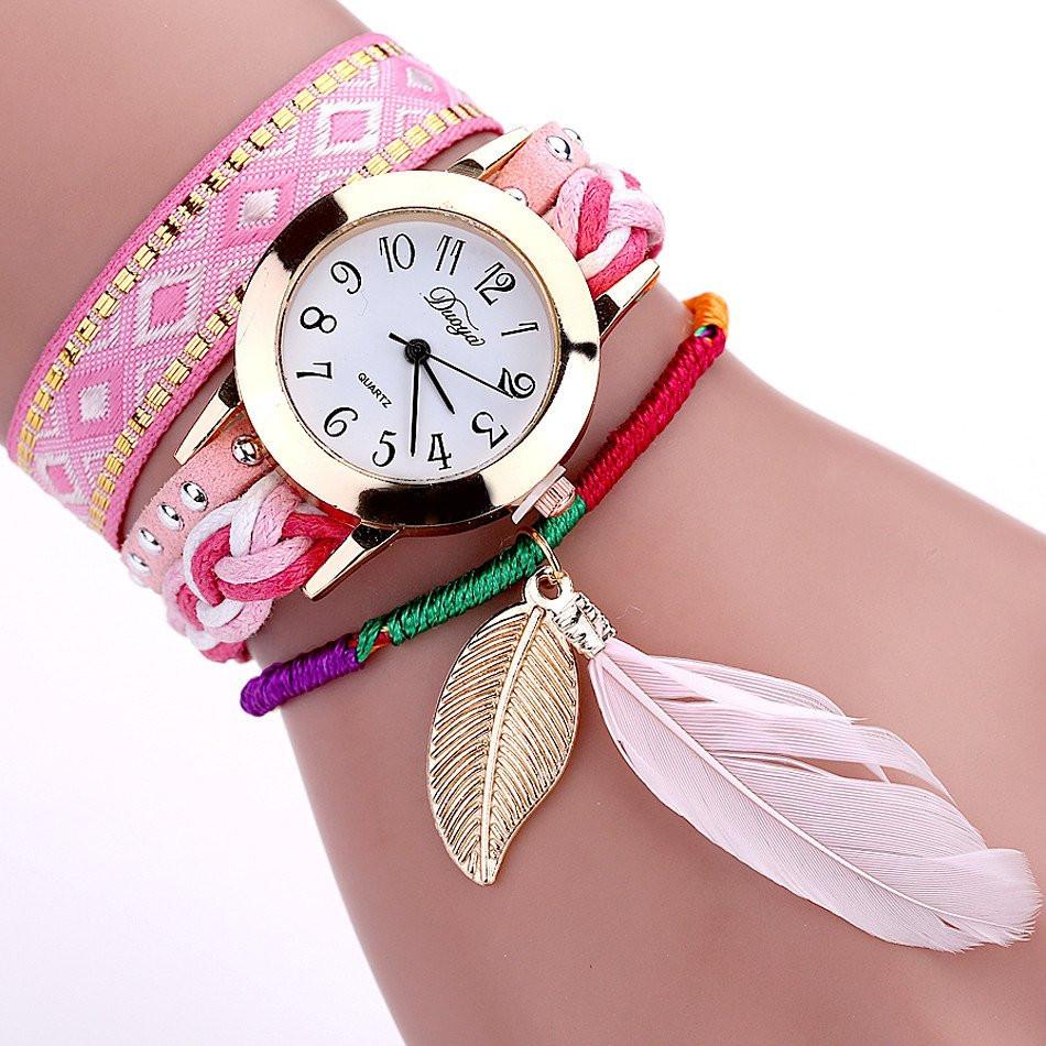 Feather Leaf Weave Watch Bracelet