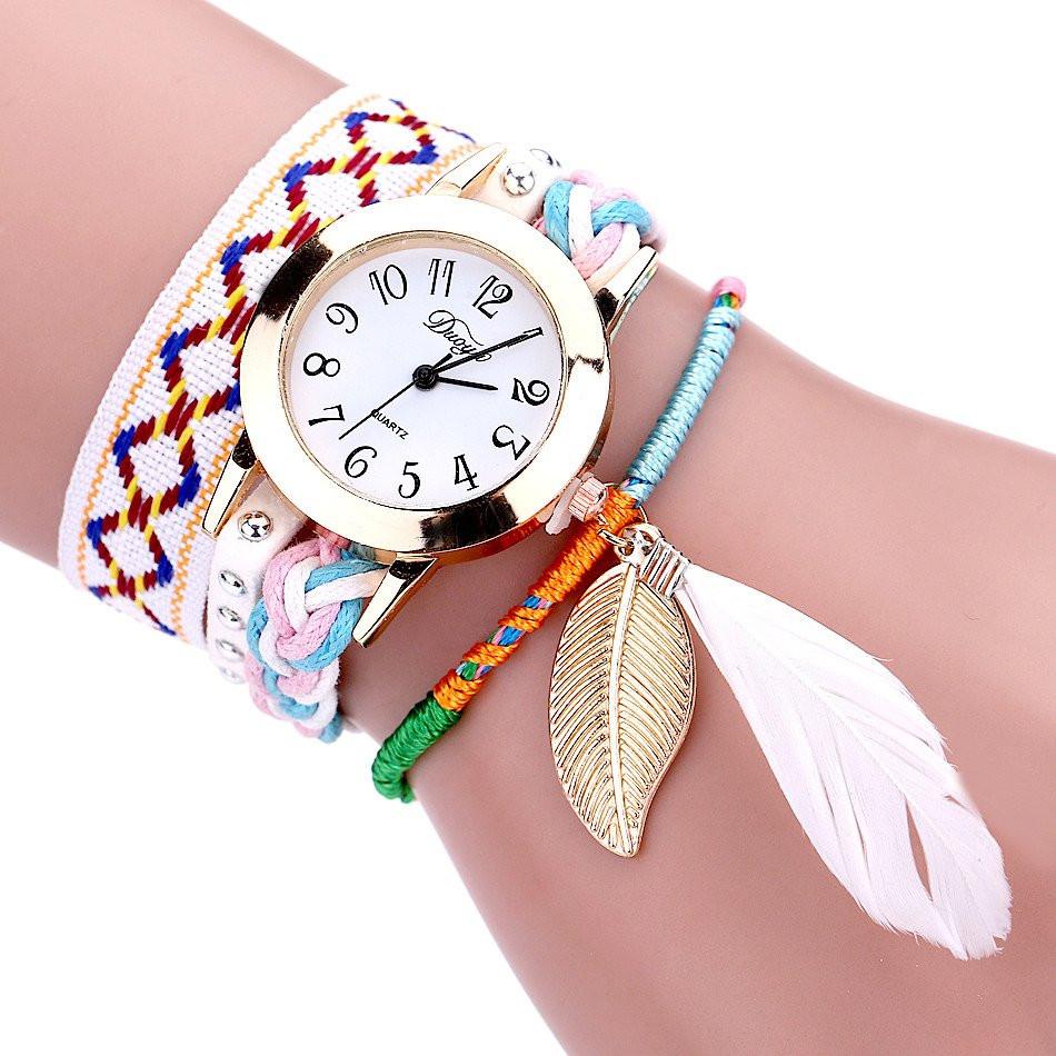 Feather Leaf Weave Watch Bracelet