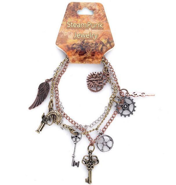 Gears, Wings & Keys Steampunk Charm Bracelet