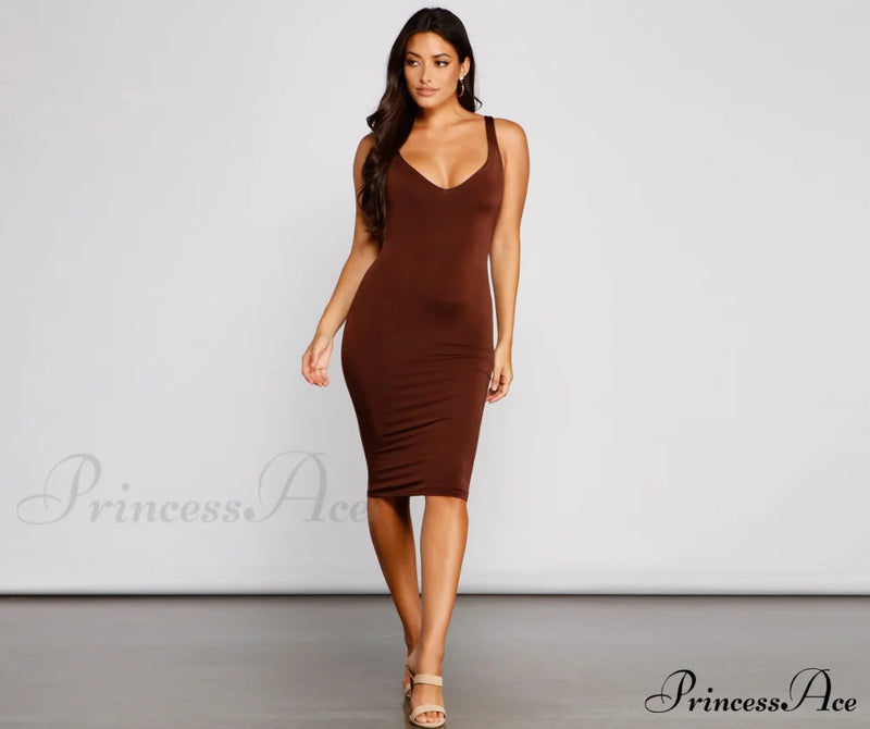 Bring on Basics Charming Sleeveless Midi Dress