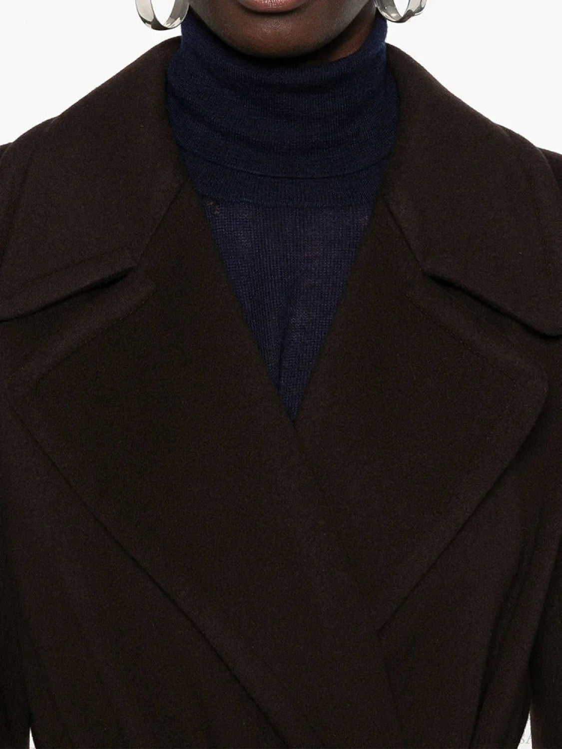 Brown Woolen Lapel Slim Overcoat