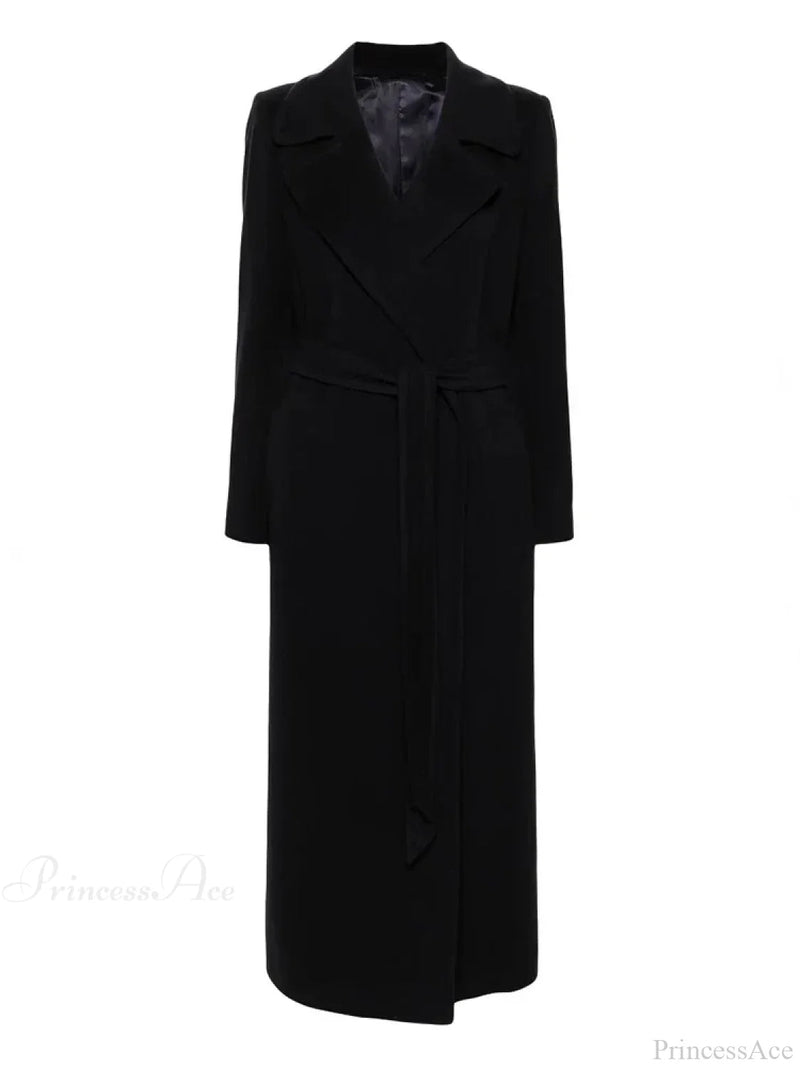 Brown Woolen Lapel Slim Overcoat