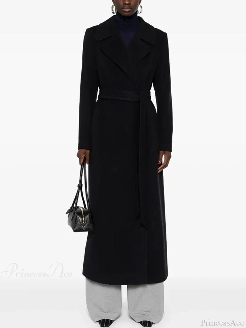Brown Woolen Lapel Slim Overcoat