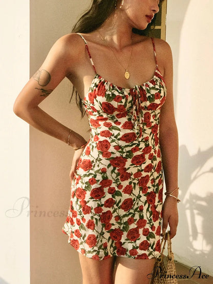 Bulgaria Roses Backless Mini Dress