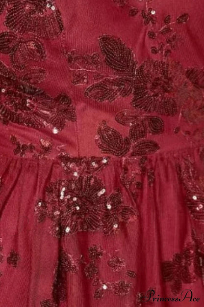 Burgundy Sequins Stylish Backless Mini Dress