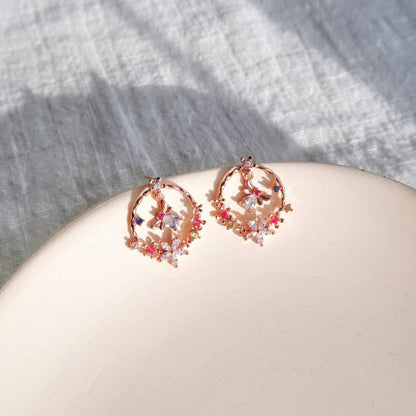 [] Butterfly Flower Earrings