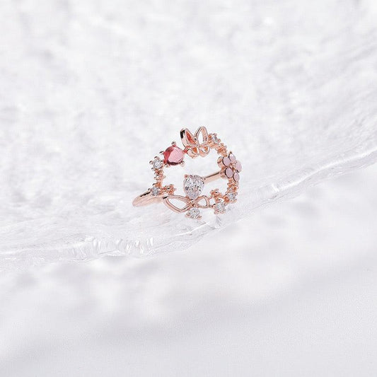 [] Posy Butterfly Flower Ring