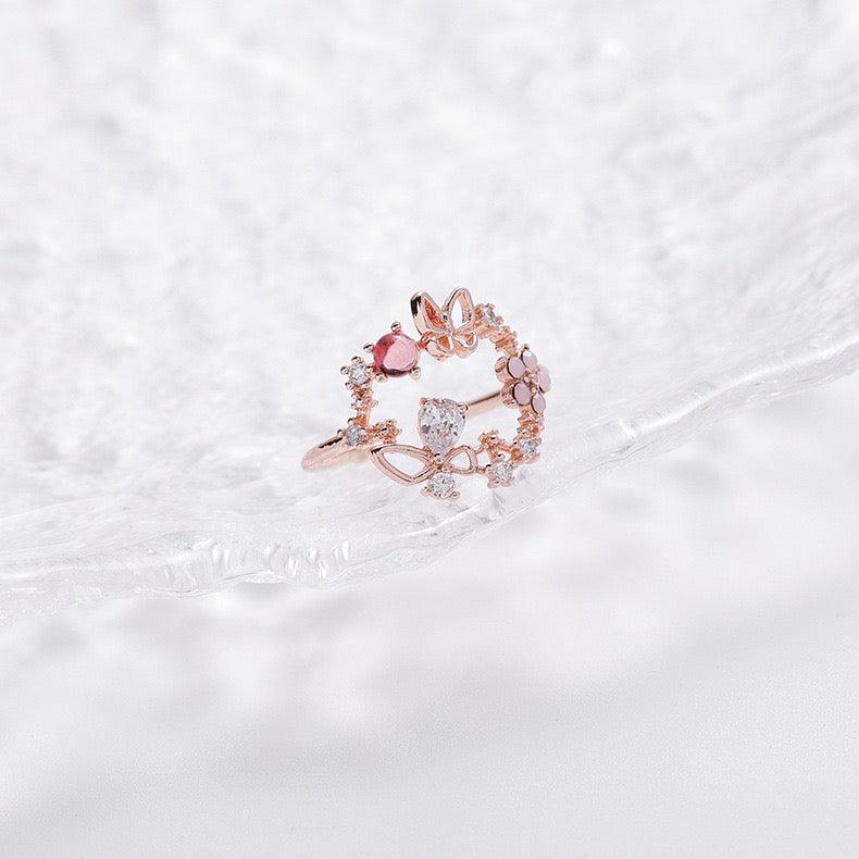[] Posy Butterfly Flower Ring