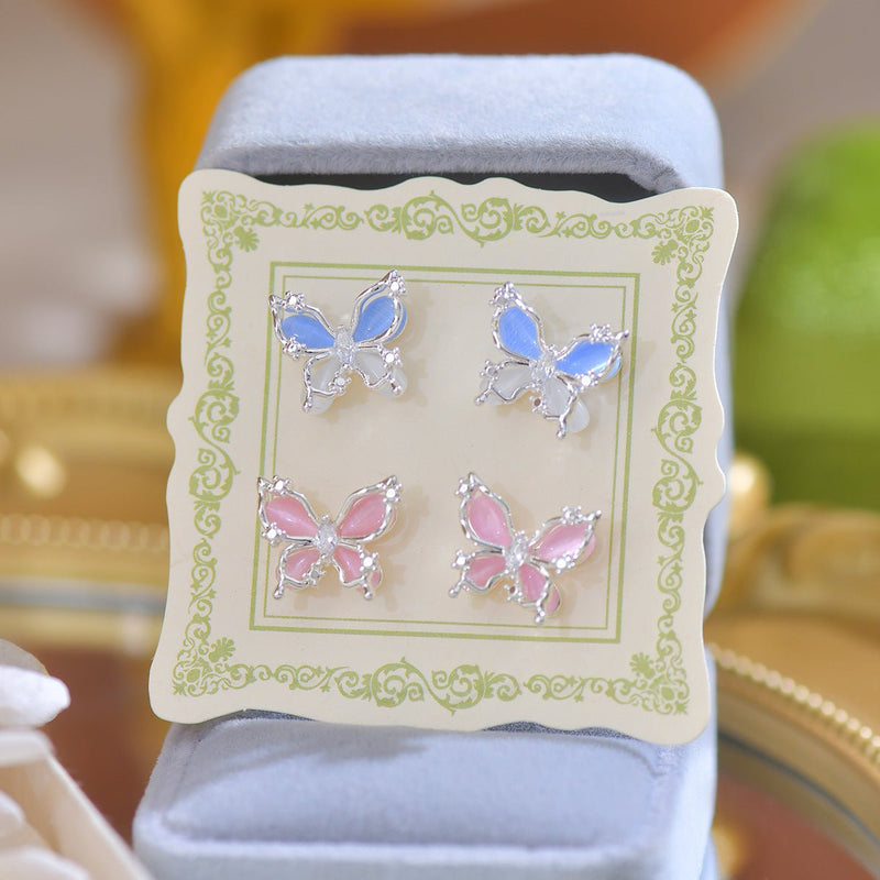 Pink Butterfly Stud Earrings