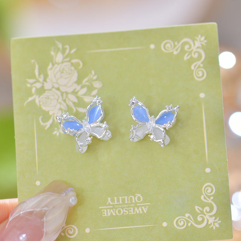 Blue Butterfly Stud Earrings