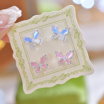 Blue Butterfly Stud Earrings