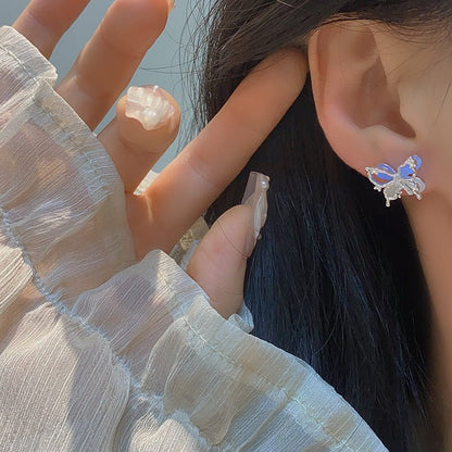 Blue Butterfly Stud Earrings