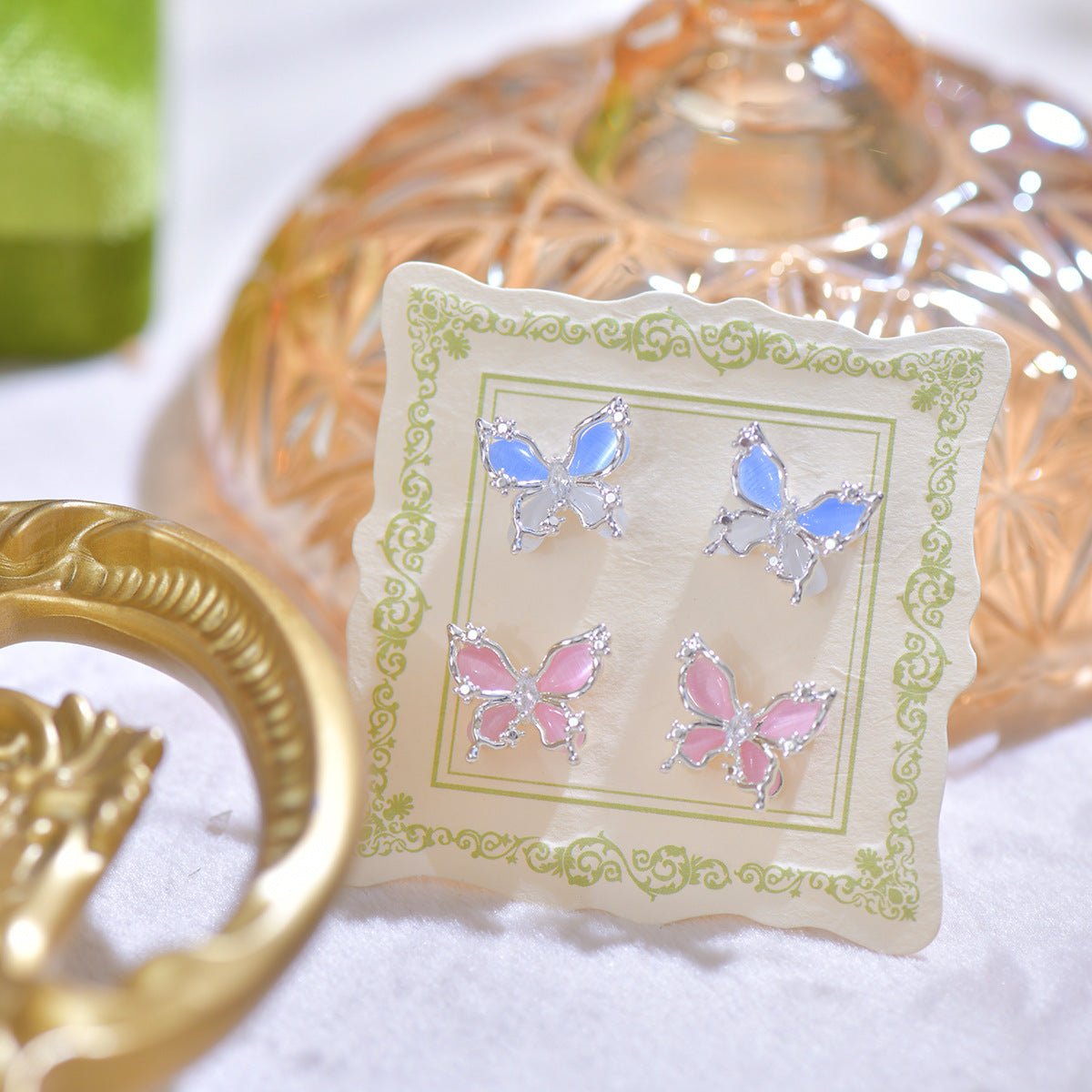 Pink Butterfly Stud Earrings