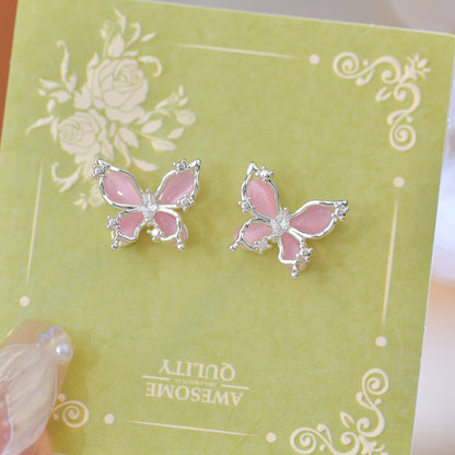 Pink Butterfly Stud Earrings