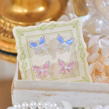 Blue Butterfly Stud Earrings