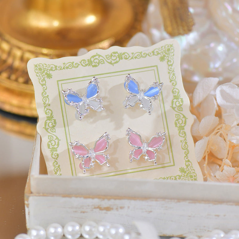 Blue Butterfly Stud Earrings