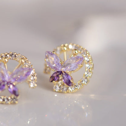 Lilac Butterfly Stud Earrings
