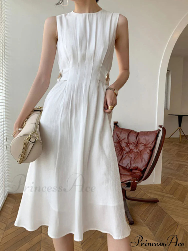 Button Embellished Long Sleeve Midi Dress